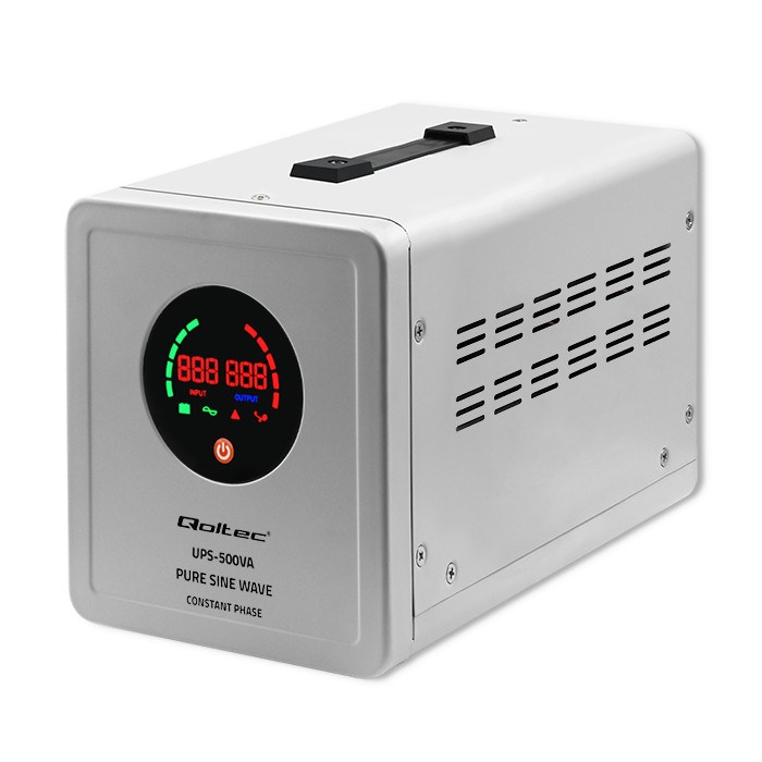 Qoltec Pure Sine Wave UPS | 500VA | 350W | Fixed Phase | Grey Qoltec Pure Sine Wave UPS | 500VA | 350W | Fixed Phase | Grey