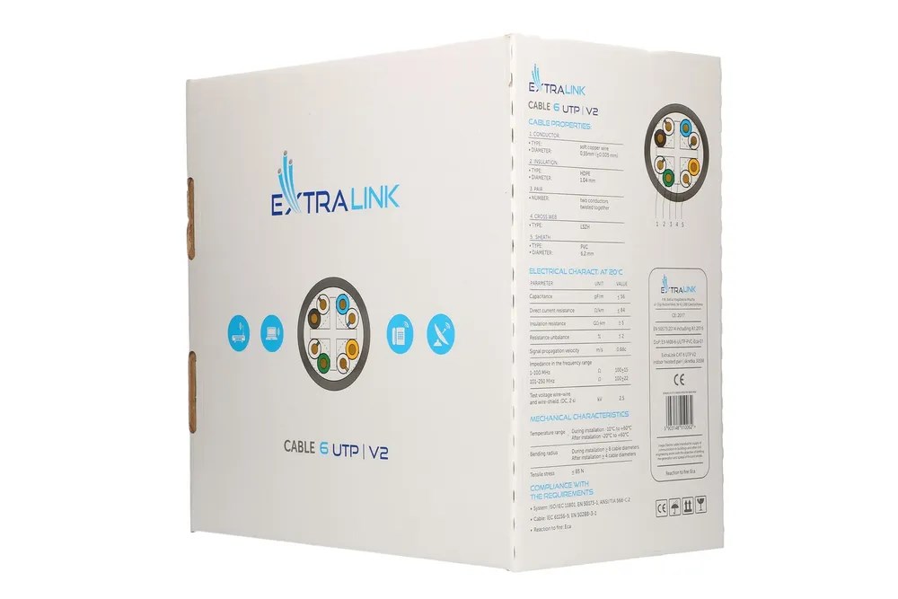 Extralink Twisted pair CAT6 UTP (U/UTP) V2 Indoor 305M Extralink Twisted pair CAT6 UTP (U/UTP) V2 Indoor 305M