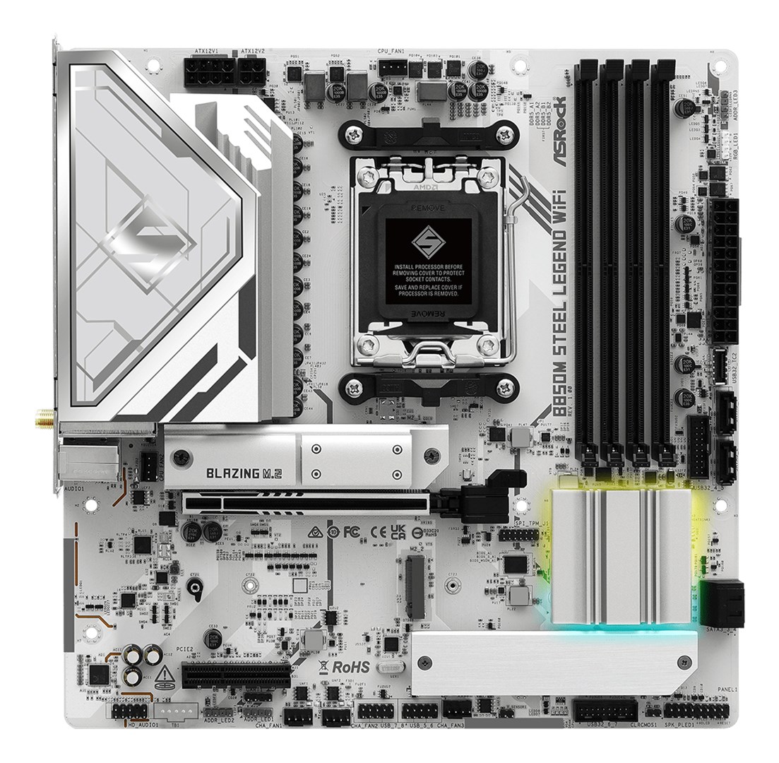 Asrock B850M Steel Legend WiFi AMD B850 Socket AM5 micro ATX Asrock B850M Steel Legend WiFi AMD B850 Socket AM5 micro ATX
