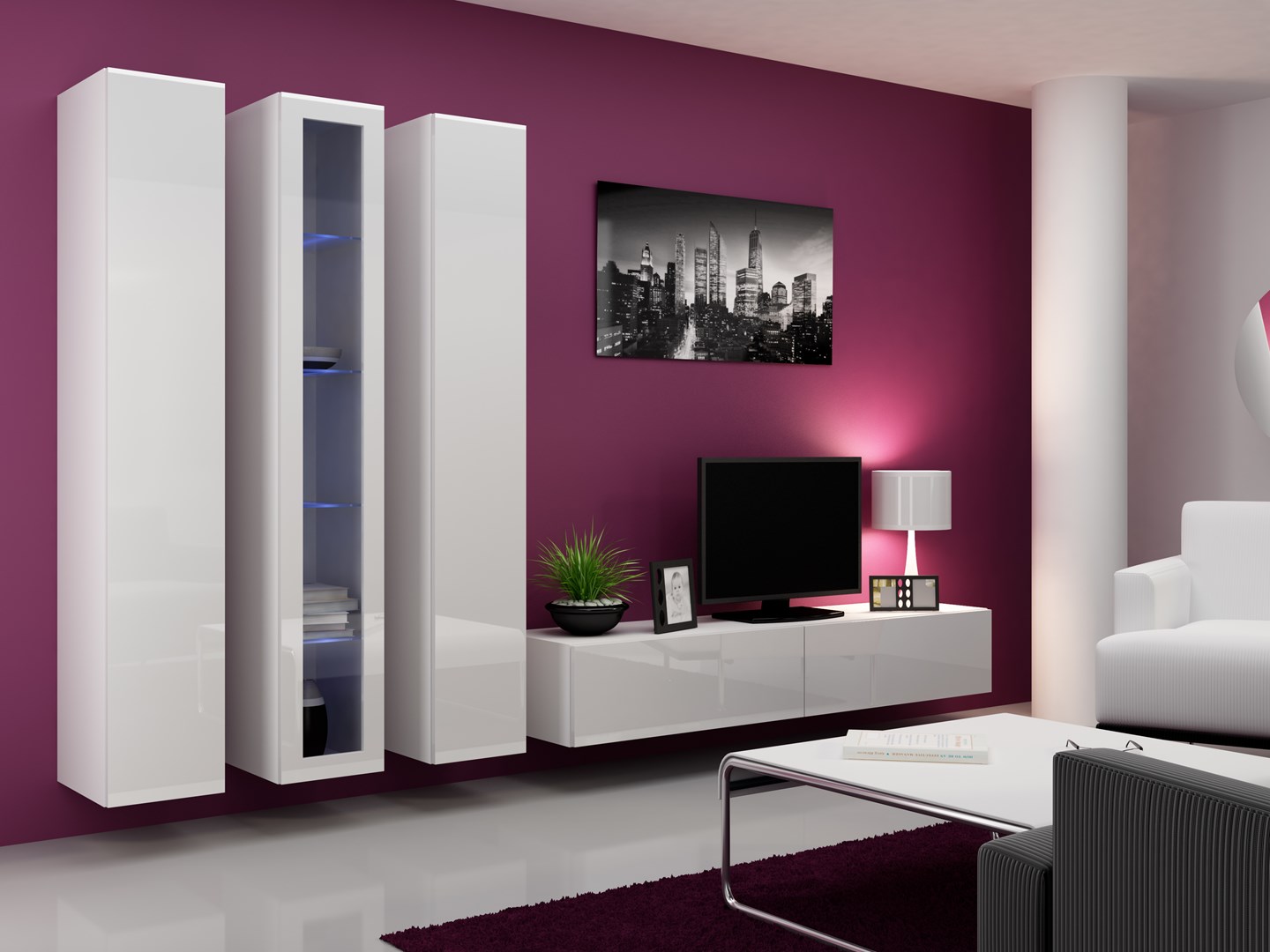 Cama Living room cabinet set VIGO 2 white/white gloss Cama Living room cabinet set VIGO 2 white/white gloss
