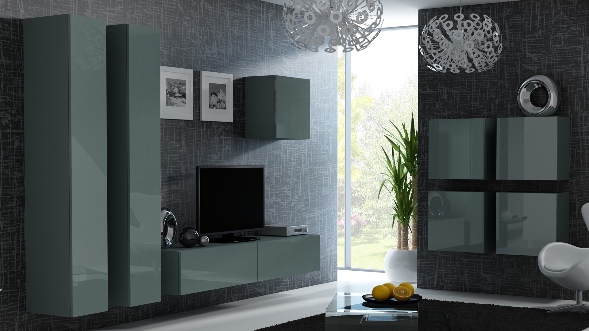 Cama Full cabinet VIGO '180' 180/40/30 grey/grey gloss Cama Full cabinet VIGO '180' 180/40/30 grey/grey gloss