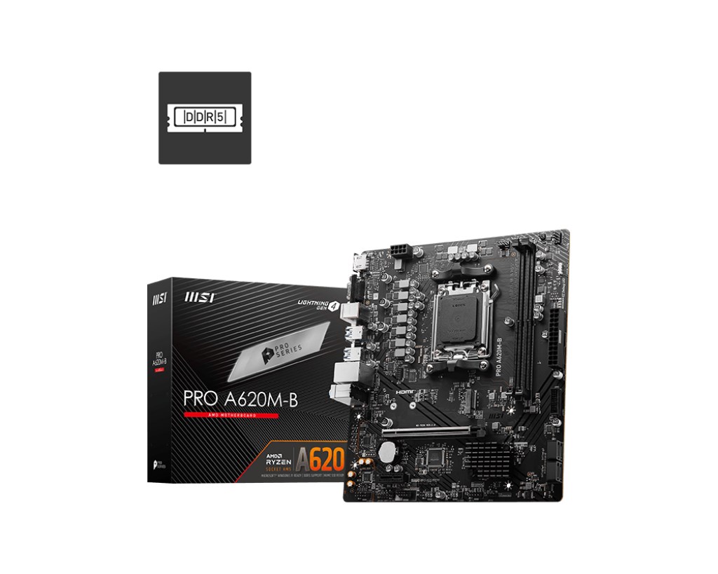 MSI PRO A620M-B motherboard AMD A620 Socket AM5 micro ATX MSI PRO A620M-B motherboard AMD A620 Socket AM5 micro ATX