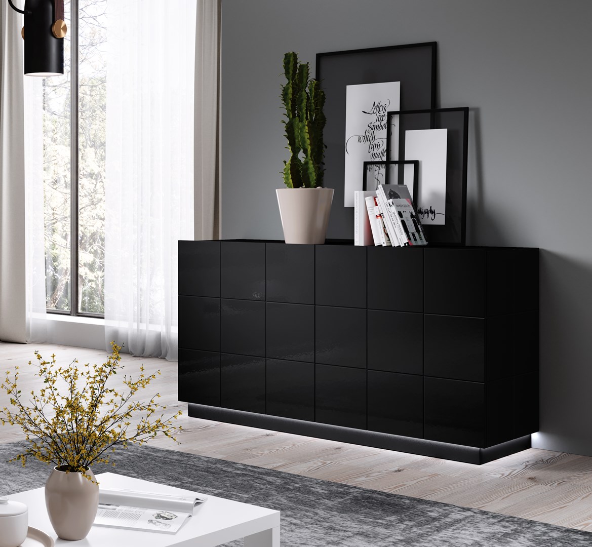 Cama sideboard 2D REJA black gloss/black gloss Cama sideboard 2D REJA black gloss/black gloss