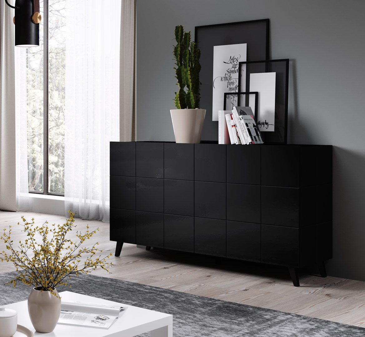 Cama sideboard 2D REJA black gloss/black gloss Cama sideboard 2D REJA black gloss/black gloss