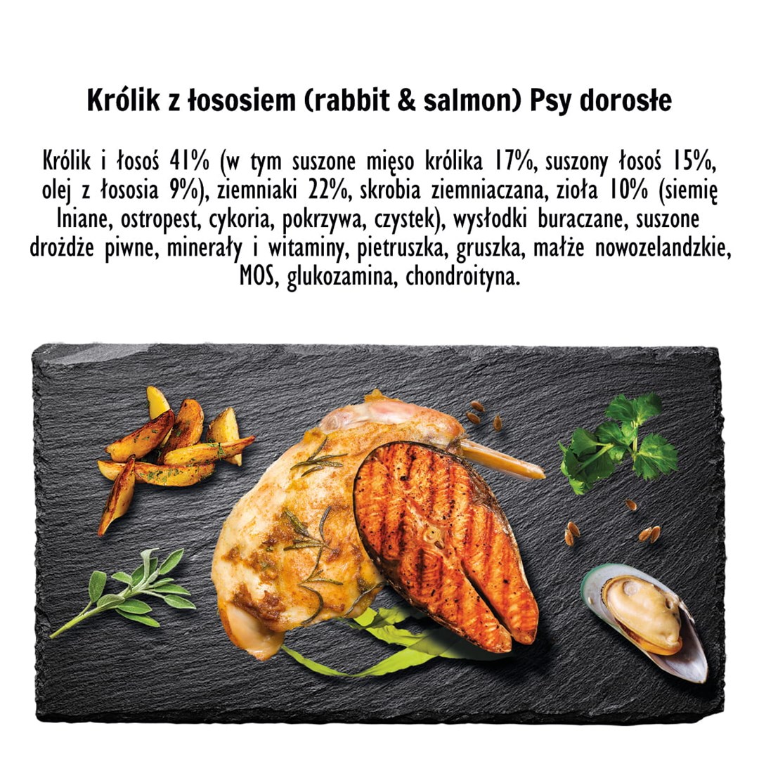 PAKA ZWIERZAKA Rabbit with salmon M - dry dog food - 3kg PAKA ZWIERZAKA Rabbit with salmon M - dry dog food - 3kg