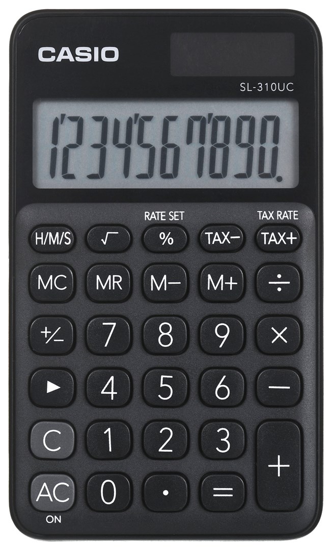 CASIO CALCULATOR POCKET SL-310UC-BK BLACK, 10 DIGIT DISPLAY CASIO CALCULATOR POCKET SL-310UC-BK BLACK, 10 DIGIT DISPLAY