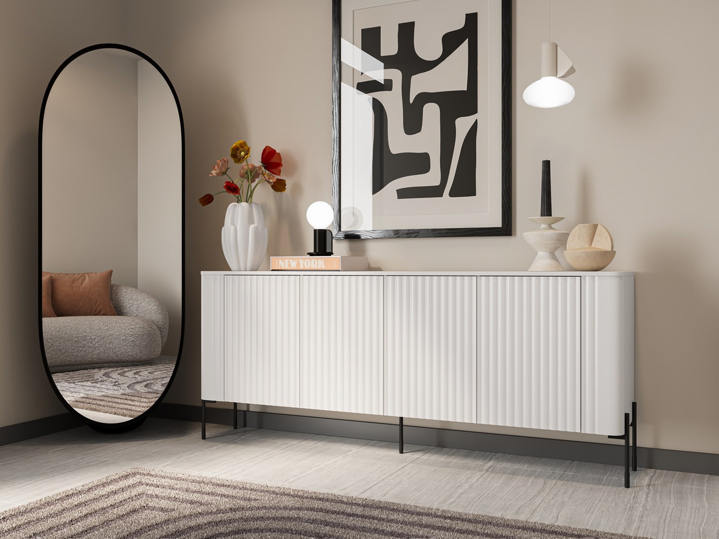 Cama VERA chest of drawers 190x40x80 matt white Cama VERA chest of drawers 190x40x80 matt white