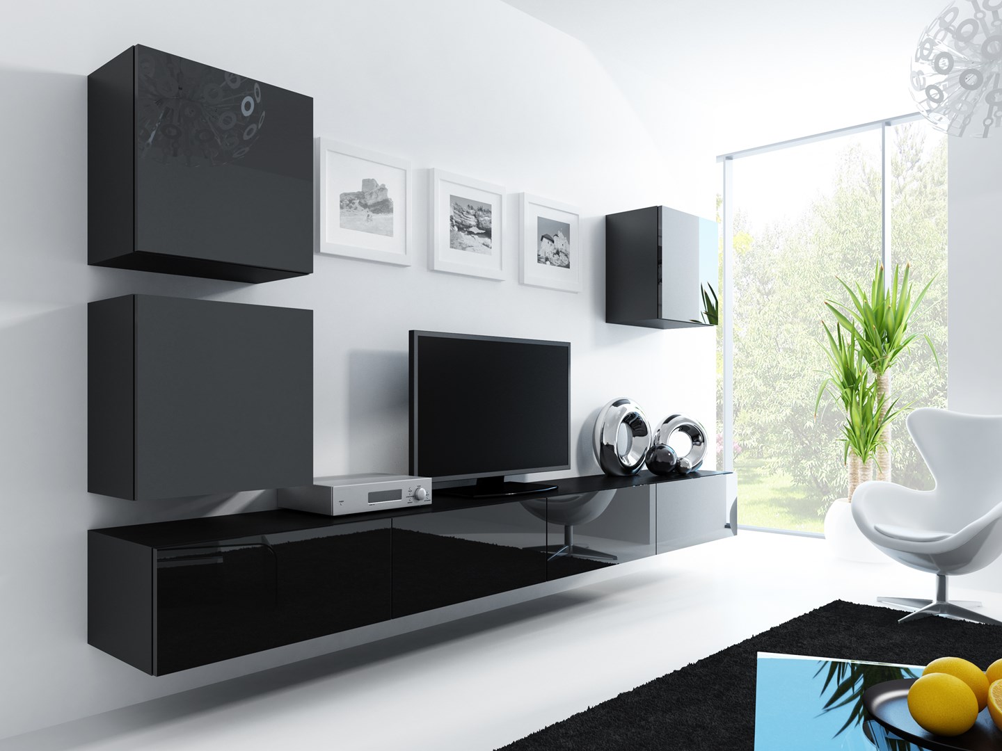 Cama Square cabinet VIGO 50/50/30 black/black gloss Cama Square cabinet VIGO 50/50/30 black/black gloss