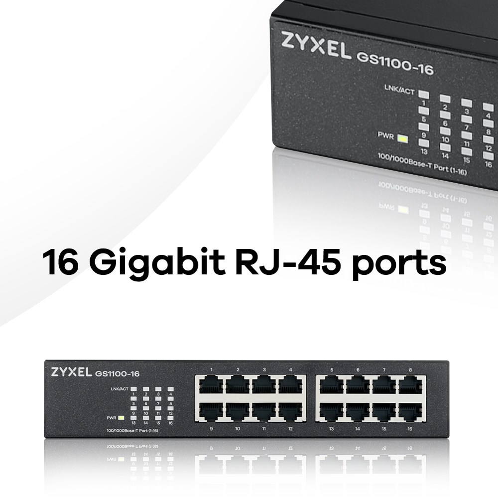 Zyxel GS1100-16 Unmanaged Gigabit Ethernet (10/100/1000) Zyxel GS1100-16 Unmanaged Gigabit Ethernet (10/100/1000)