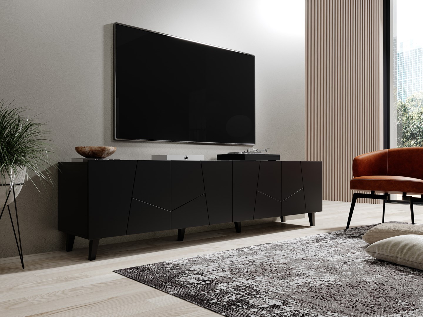 RTV cabinet ETNA 200x42x52 matte black RTV cabinet ETNA 200x42x52 matte black