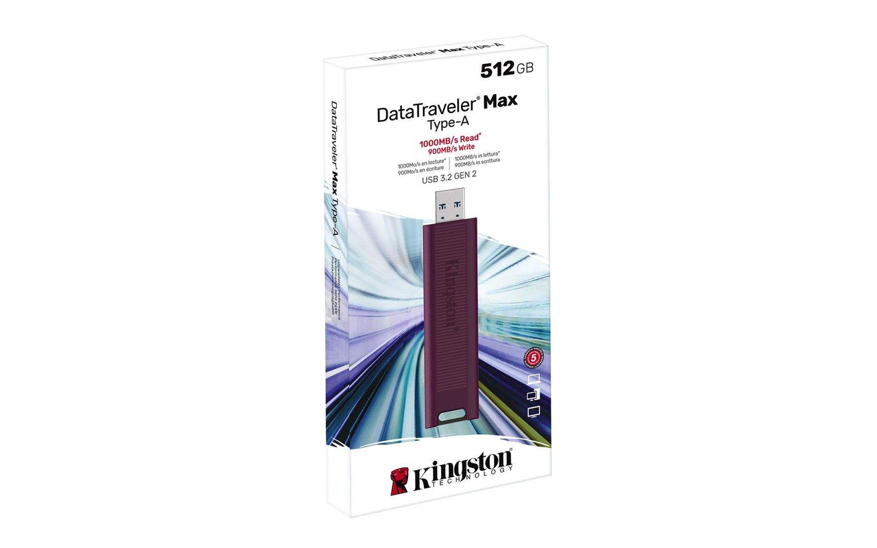 Kingston Technology DataTraveler 512GB Max Type-A 1000R/900W USB 3.2 Gen 2 Kingston Technology DataTraveler 512GB Max Type-A 1000R/900W USB 3.2 Gen 2