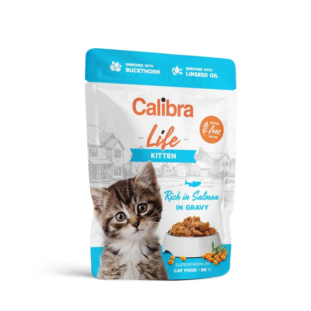 CALIBRA Cat Life pouch Kitten Salmon in gravy - wet cat food - 85g CALIBRA Cat Life pouch Kitten Salmon in gravy - wet cat food - 85g