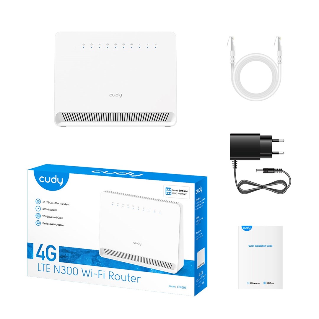Wireless router CUDY LT400E_EU Wi-Fi 300 Mbps 2.4 GHz 4G LTE SIM Wireless router CUDY LT400E_EU Wi-Fi 300 Mbps 2.4 GHz 4G LTE SIM