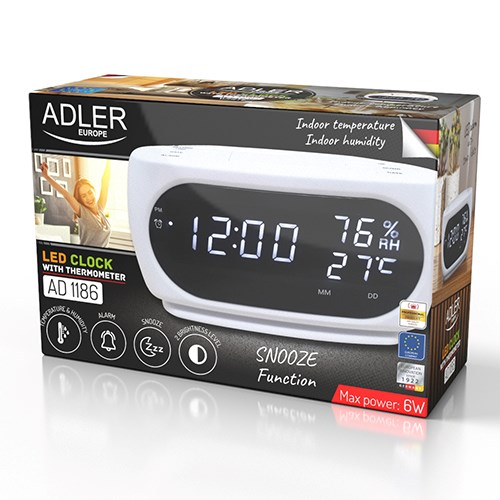 Alarm clock ADLER AD 1186 white Alarm clock ADLER AD 1186 white