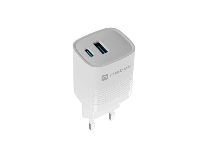 NATEC RIBERA GAN CHARGER 1X USB-A + 1X USB-C 30W WHITE NATEC RIBERA GAN CHARGER 1X USB-A + 1X USB-C 30W WHITE