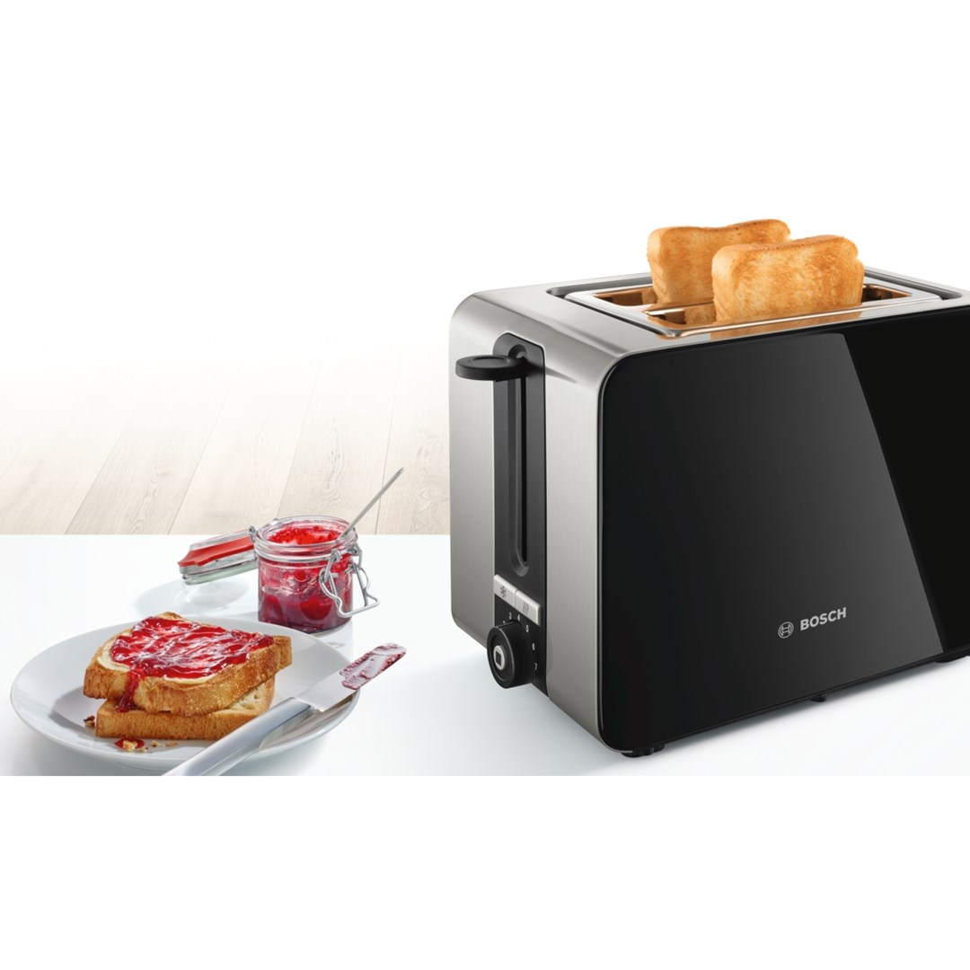 Bosch TAT7203 toaster 2 slice(s) 1050 W Black, Stainless steel Bosch TAT7203 toaster 2 slice(s) 1050 W Black, Stainless steel
