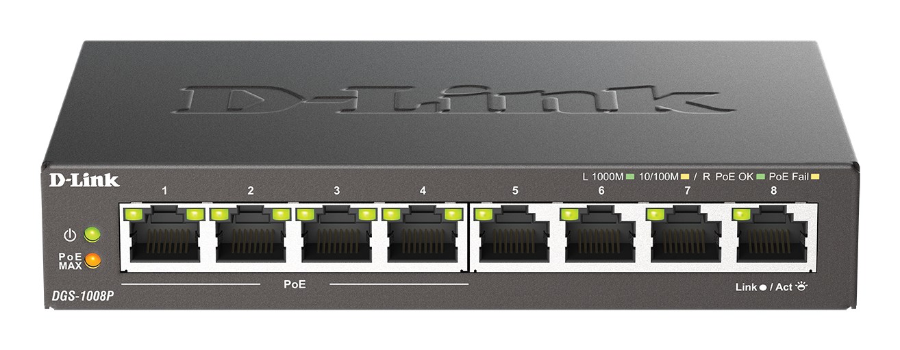 D-Link 8-Port Gigabit PoE Unmanaged Desktop Switch D-Link 8-Port Gigabit PoE Unmanaged Desktop Switch