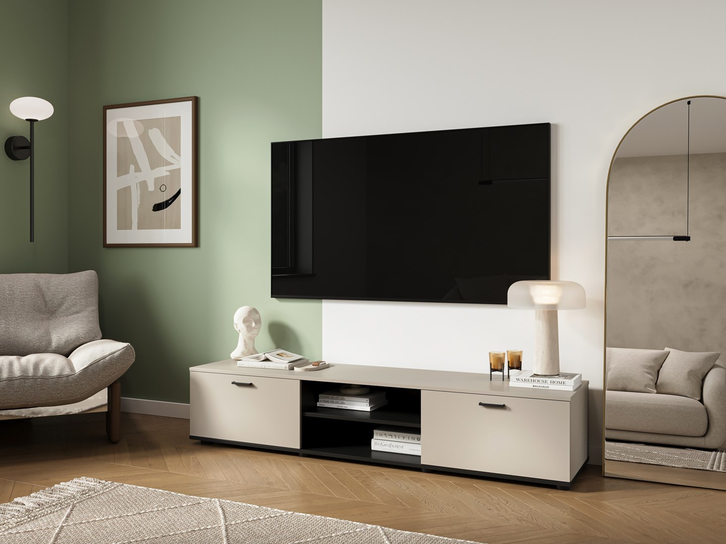 Cama SOHO TV cabinet 180x43x37 cashmere + black Cama SOHO TV cabinet 180x43x37 cashmere + black