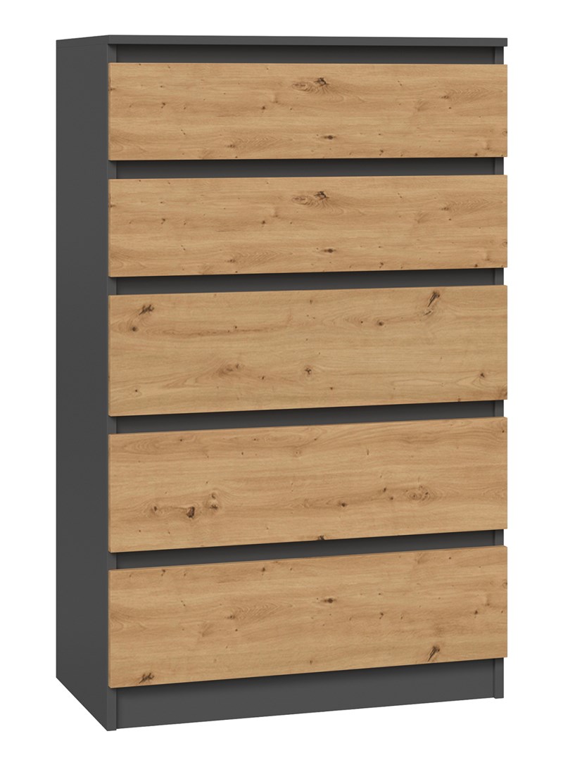 Topeshop M5 ANTRACYT/ARTISAN chest of drawers Topeshop M5 ANTRACYT/ARTISAN chest of drawers