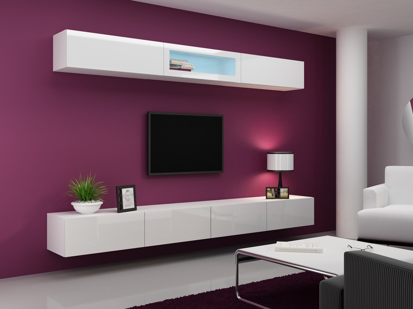 Cama TV stand VIGO 140 30/140/40 white/white gloss Cama TV stand VIGO 140 30/140/40 white/white gloss