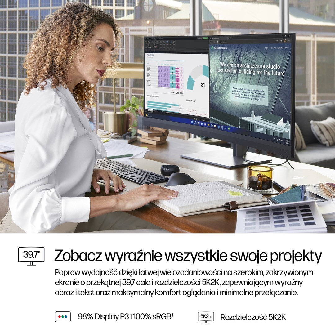 HP Series 7 Pro 39.7 inch 5K2K Conferencing Monitor-740pm HP Series 7 Pro 39.7 inch 5K2K Conferencing Monitor-740pm