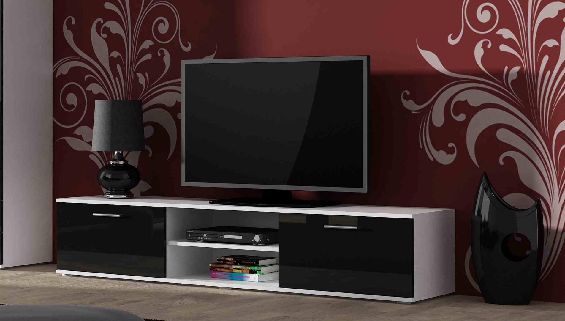 Cama TV stand SOHO 180 white/black gloss Cama TV stand SOHO 180 white/black gloss