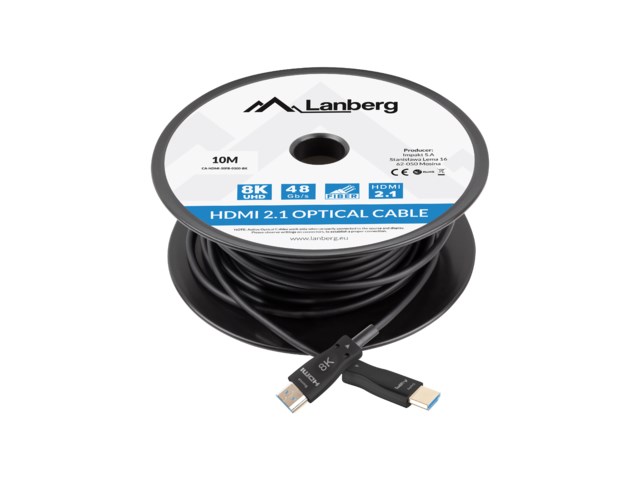 LANBERG HDMI CABLE LANBERG HDMI CABLE M/M V2.1 10M OPTICAL AOC BLACK LANBERG HDMI CABLE LANBERG HDMI CABLE M/M V2.1 10M OPTICAL AOC BLACK
