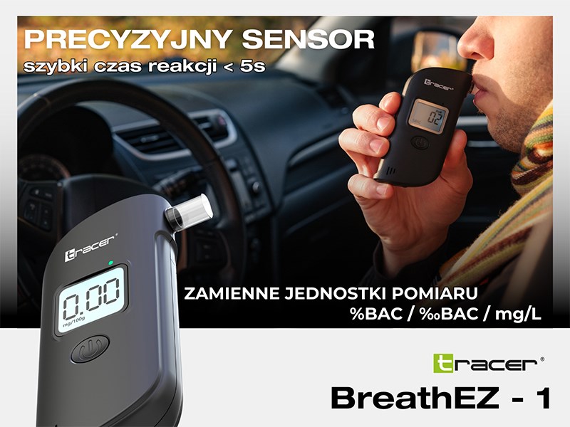 Tracer BreathEZ-1 Semiconductor Breathalyser, Black Tracer BreathEZ-1 Semiconductor Breathalyser, Black