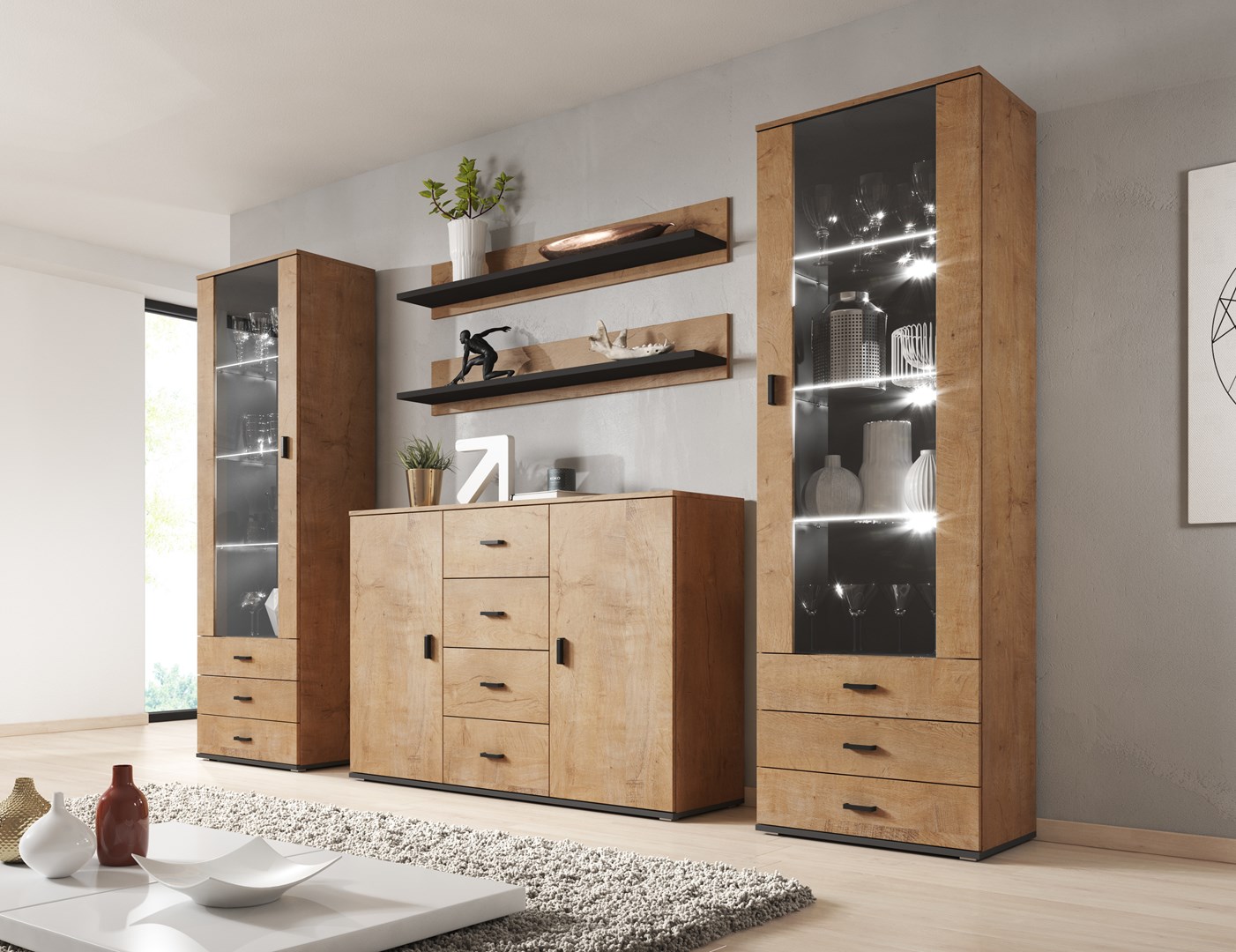 Cama living room sideboard UNI lefkas oak/black Cama living room sideboard UNI lefkas oak/black