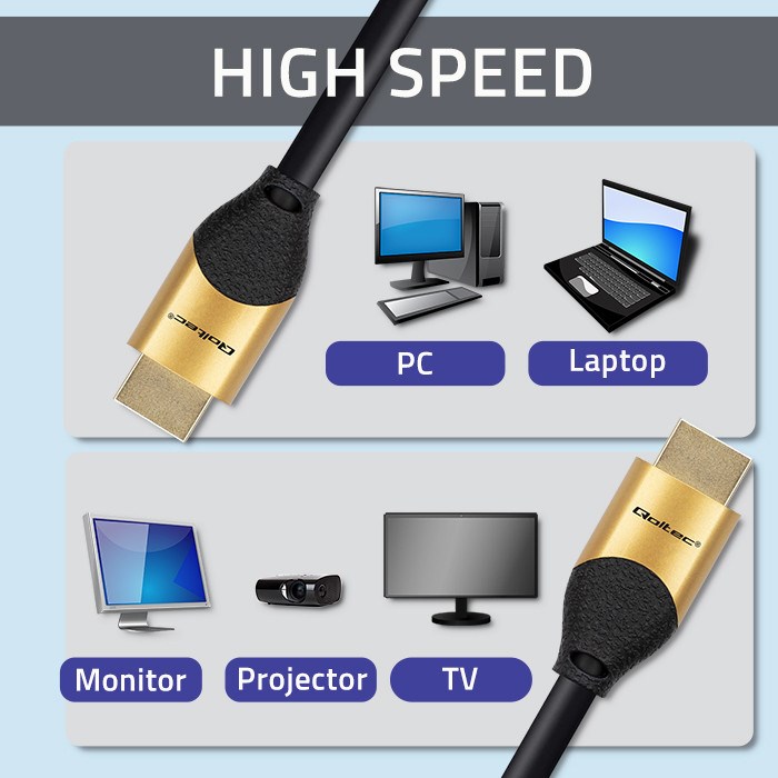 Qoltec 50355 HDMI v2.1 Cable Ultra high speed 8K | 60Hz | 28AWG | GOLD | 2m Qoltec 50355 HDMI v2.1 Cable Ultra high speed 8K | 60Hz | 28AWG | GOLD | 2m