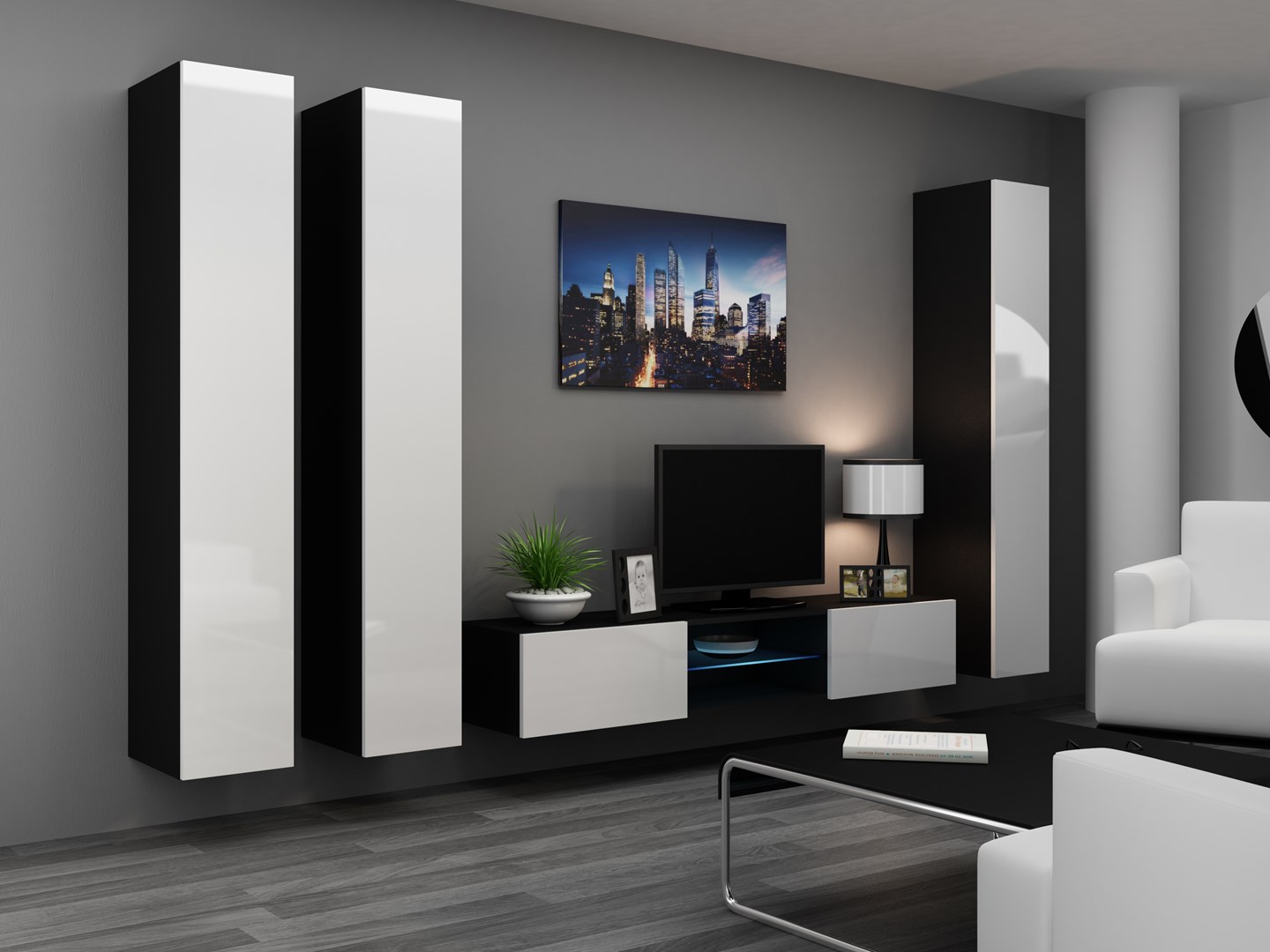 Cama Full cabinet VIGO '180' 180/40/30 white/black gloss Cama Full cabinet VIGO '180' 180/40/30 white/black gloss