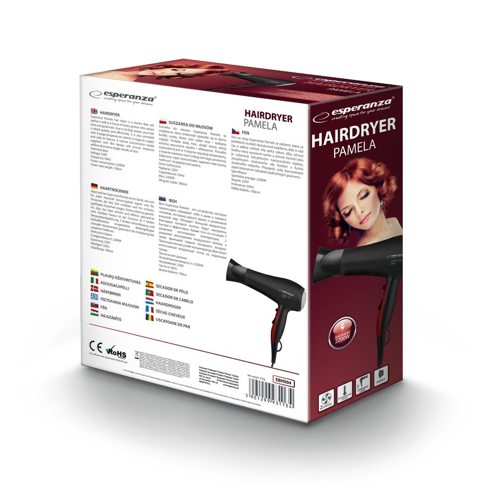 Esperanza EBH004K Hair dryer Black 2200 W Esperanza EBH004K Hair dryer Black 2200 W