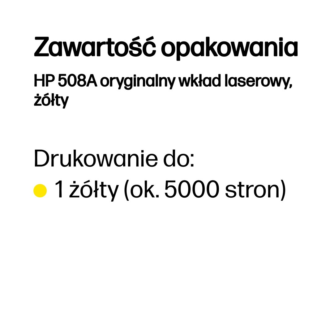 HP 508A Yellow Original LaserJet Toner Cartridge HP 508A Yellow Original LaserJet Toner Cartridge