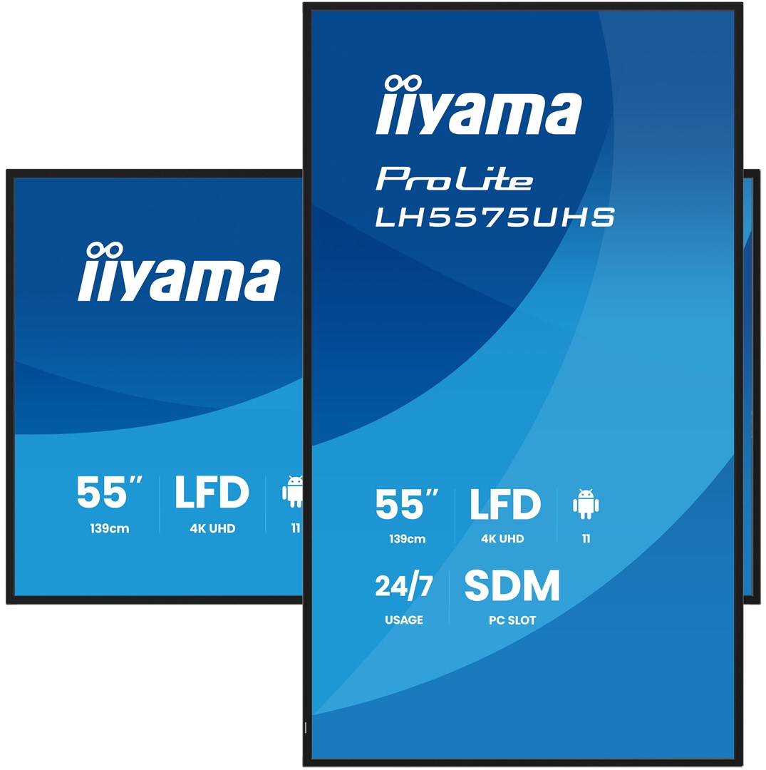 iiyama 55" 4K UHD Professional Digital Signage 24/7 display featuring Android OS, FailOver and Intel® SDM slot iiyama 55" 4K UHD Professional Digital Signage 24/7 display featuring Android OS, FailOver and Intel® SDM slot