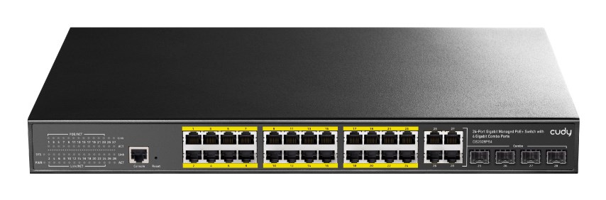 Cudy GS2028PS4 Managed L2 Gigabit Ethernet (10/100/1000) Power over Ethernet (PoE) 1U Black Cudy GS2028PS4 Managed L2 Gigabit Ethernet (10/100/1000) Power over Ethernet (PoE) 1U Black