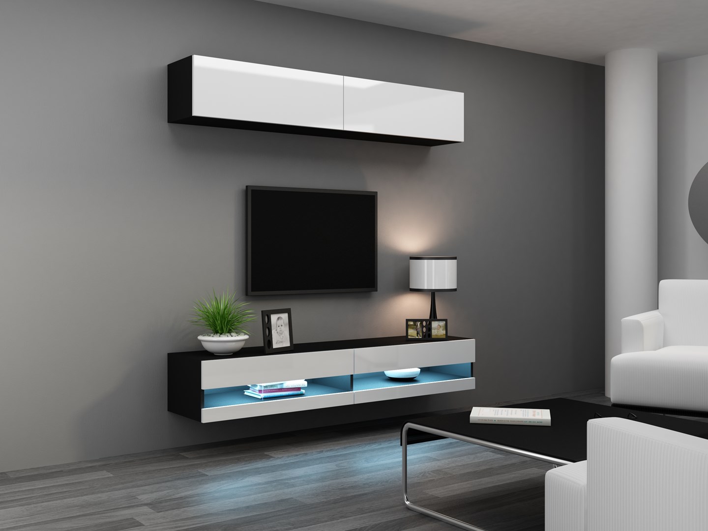 Cama TV stand VIGO NEW 30/140/40 black/white gloss Cama TV stand VIGO NEW 30/140/40 black/white gloss