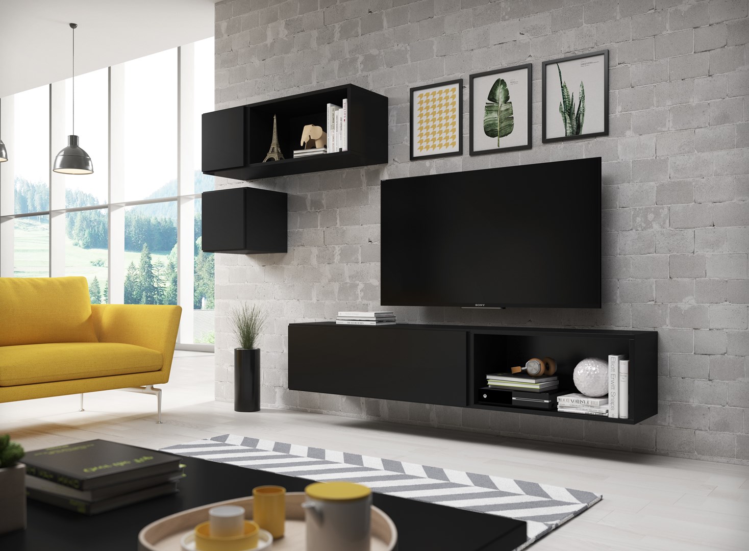 Cama living room furniture set ROCO 5 (RO1+2xRO4+2xRO5) black/black/black Cama living room furniture set ROCO 5 (RO1+2xRO4+2xRO5) black/black/black