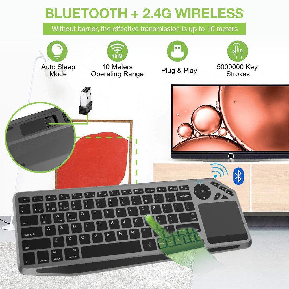 Techly ICTB9801TB keyboard Universal RF Wireless + Bluetooth QWERTY US English Black Techly ICTB9801TB keyboard Universal RF Wireless + Bluetooth QWERTY US English Black