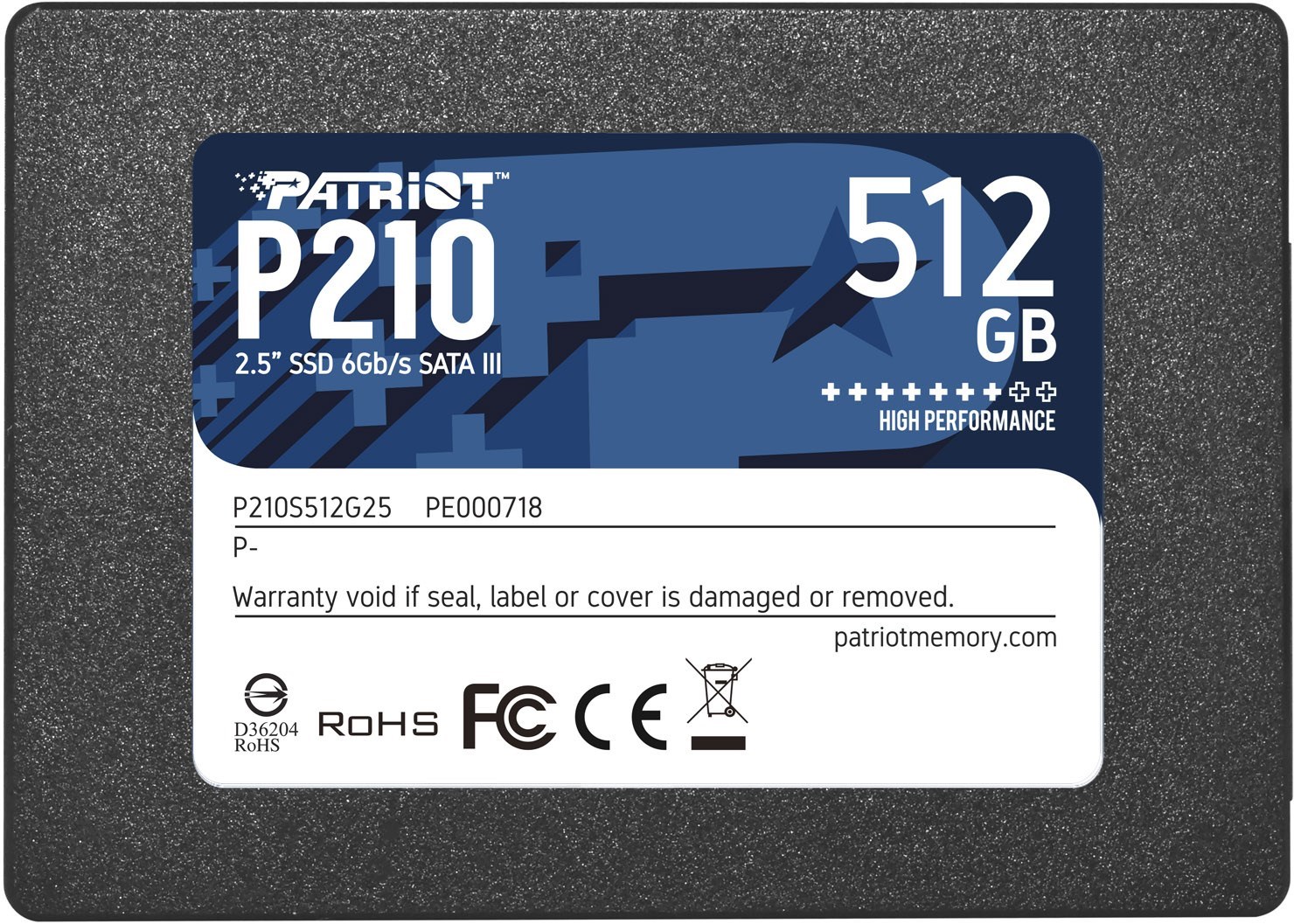 Patriot Memory P210 2.5" 512 GB Serial ATA III Patriot Memory P210 2.5" 512 GB Serial ATA III