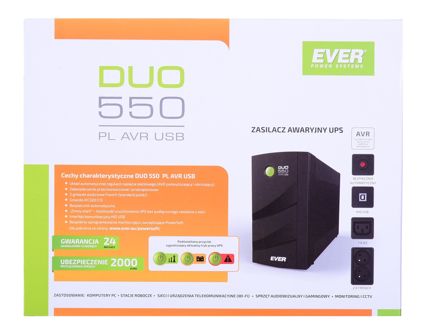 UPS EVER DUO 550 PL AVR USB (T/DAVRTO-000K55/01) UPS EVER DUO 550 PL AVR USB (T/DAVRTO-000K55/01)