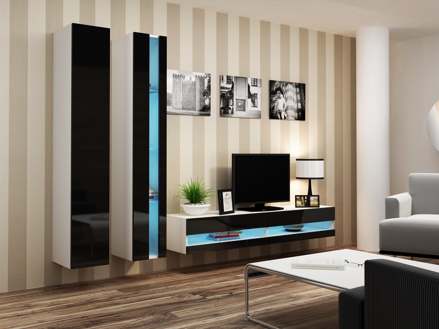 Cama Shelf unit VIGO NEW 180/40/30 white/black gloss Cama Shelf unit VIGO NEW 180/40/30 white/black gloss