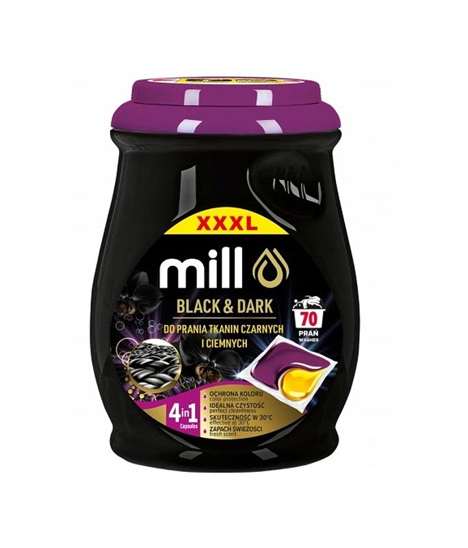 MILL PROFESSIONAL 2-chamber capsules for black and dark laundry 70 pcs. MILL PROFESSIONAL 2-chamber capsules for black and dark laundry 70 pcs.