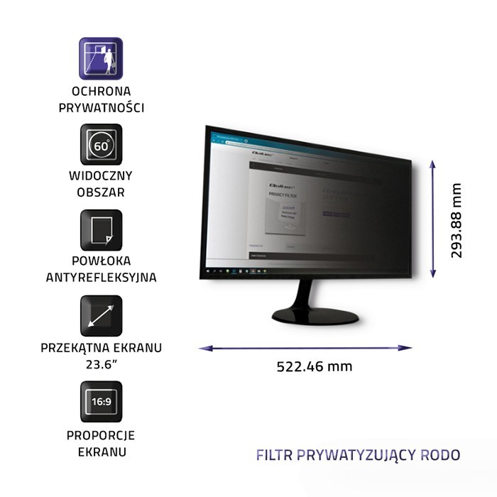 Qoltec 51058 Privacy filter 23.6" | 16:9 Qoltec 51058 Privacy filter 23.6" | 16:9