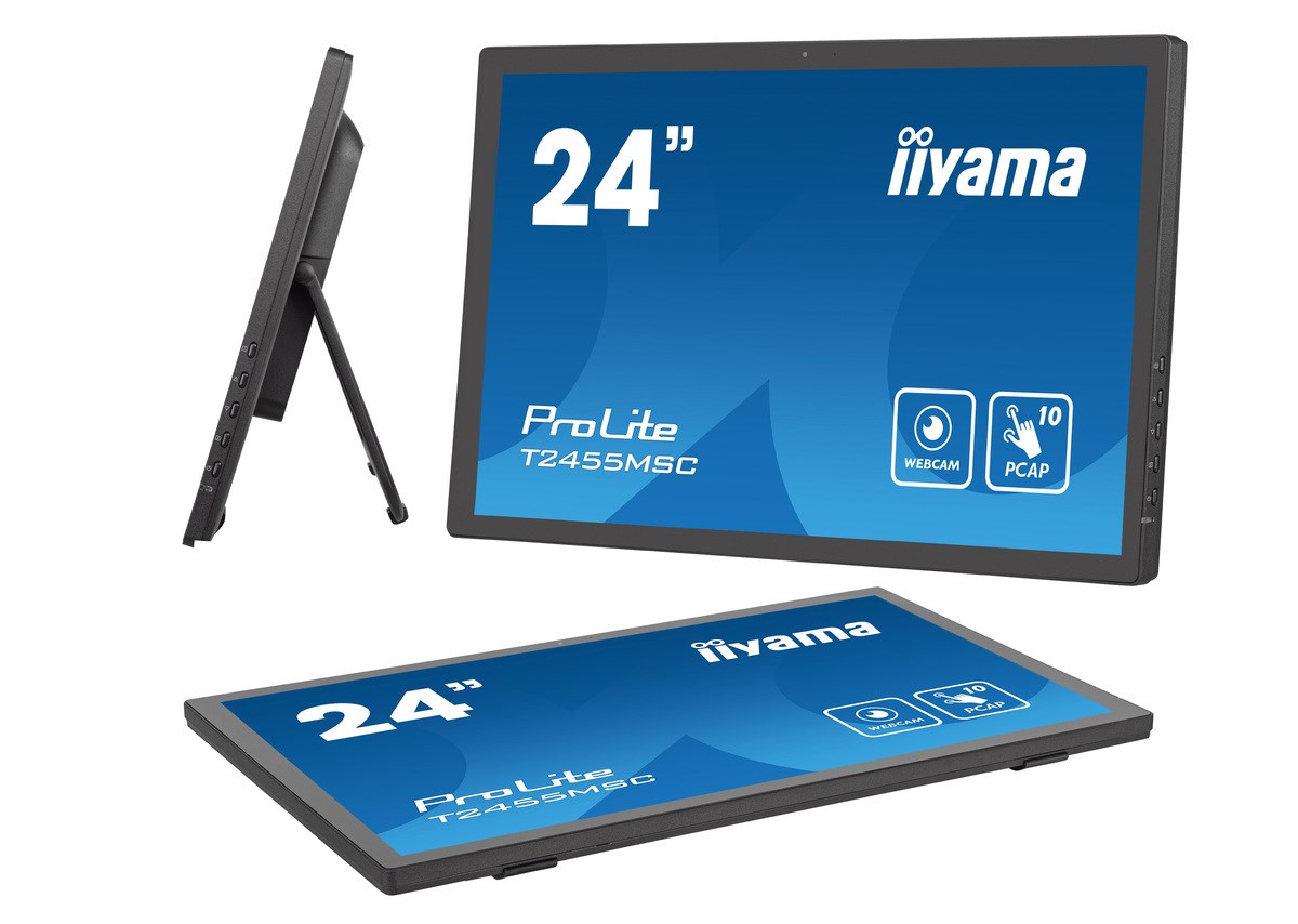 iiyama 24” multi-touch monitor with edge-to-edge glass, anti fingerprint coating , integrated webcam and a flexible stand iiyama 24” multi-touch monitor with edge-to-edge glass, anti fingerprint coating , integrated webcam and a flexible stand