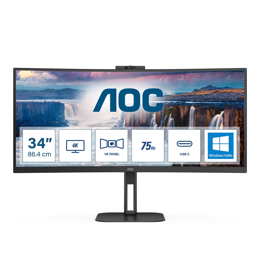 AOC V5 CU34V5CW/BK LED display 86.4 cm (34") 3440 x 1440 pixels Wide Quad HD Black AOC V5 CU34V5CW/BK LED display 86.4 cm (34") 3440 x 1440 pixels Wide Quad HD Black