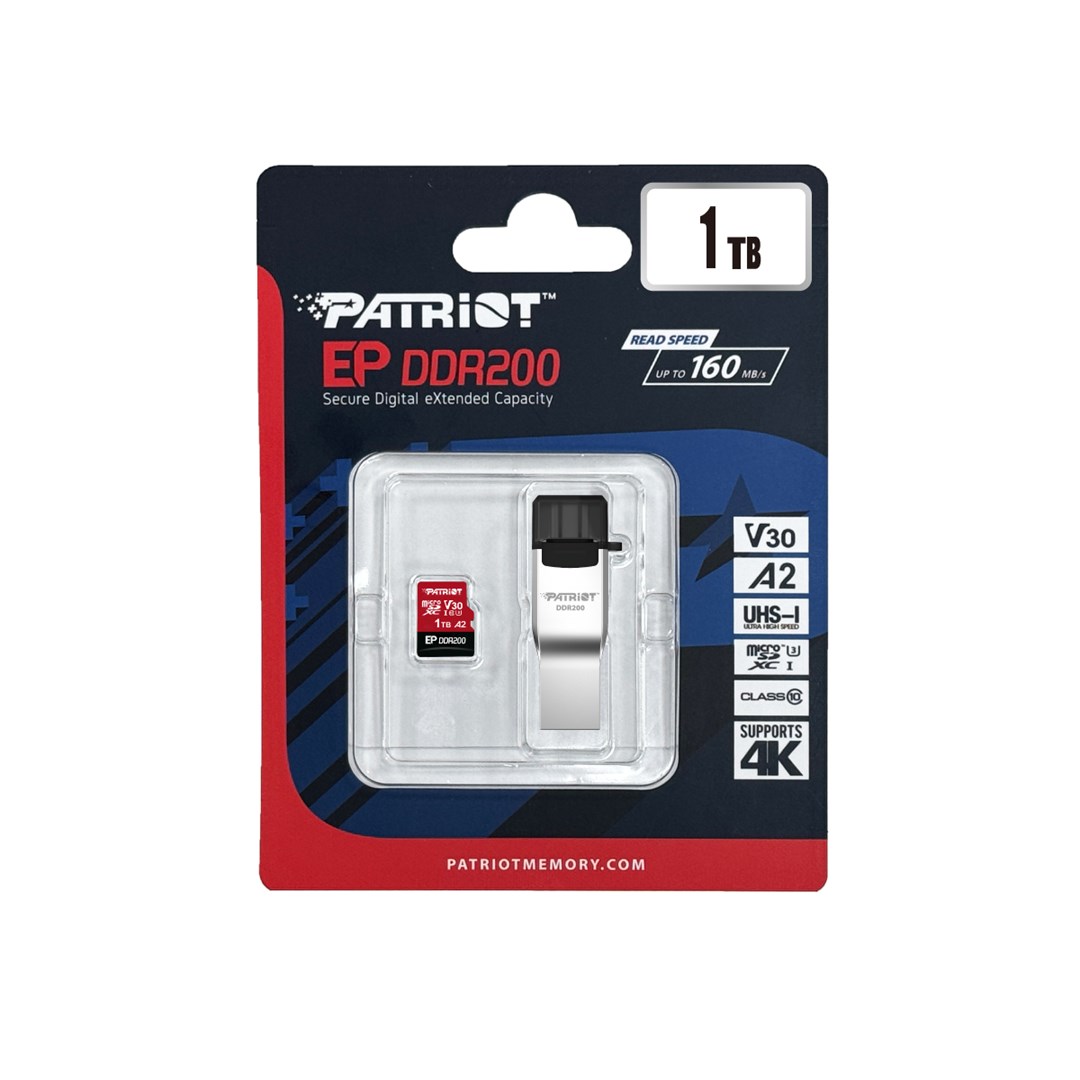 Patriot Memory EP DDR200 memory card 1TB MicroSDXC 160/120 MB/s (PEF1TEP33MCX) Patriot Memory EP DDR200 memory card 1TB MicroSDXC 160/120 MB/s (PEF1TEP33MCX)