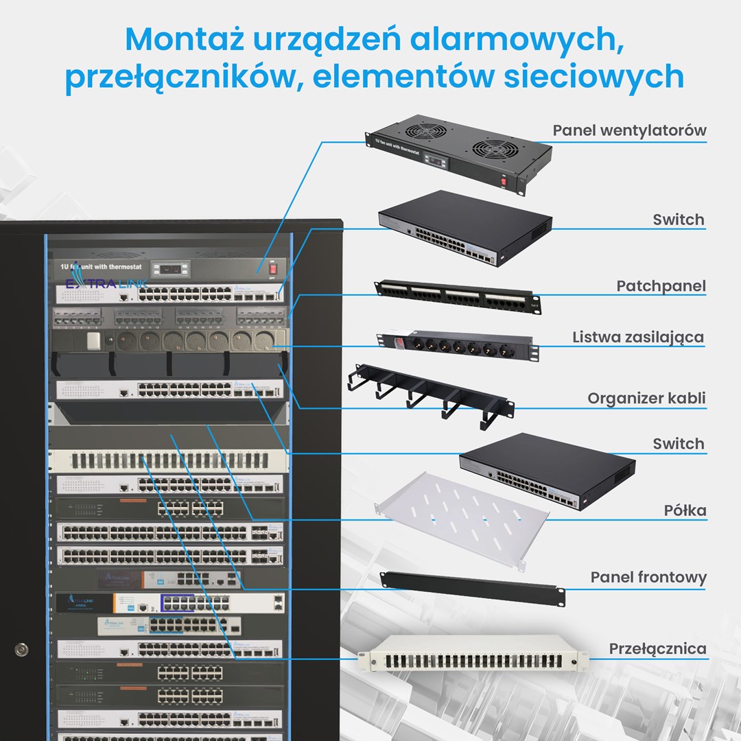 Extralink 37U 600x800 Black | Rack cabinet | Standing Extralink 37U 600x800 Black | Rack cabinet | Standing