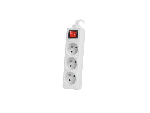 LANBERG POWER STRIP 3M WHITE, 3X 230V PL, WITH SWITCH LANBERG POWER STRIP 3M WHITE, 3X 230V PL, WITH SWITCH