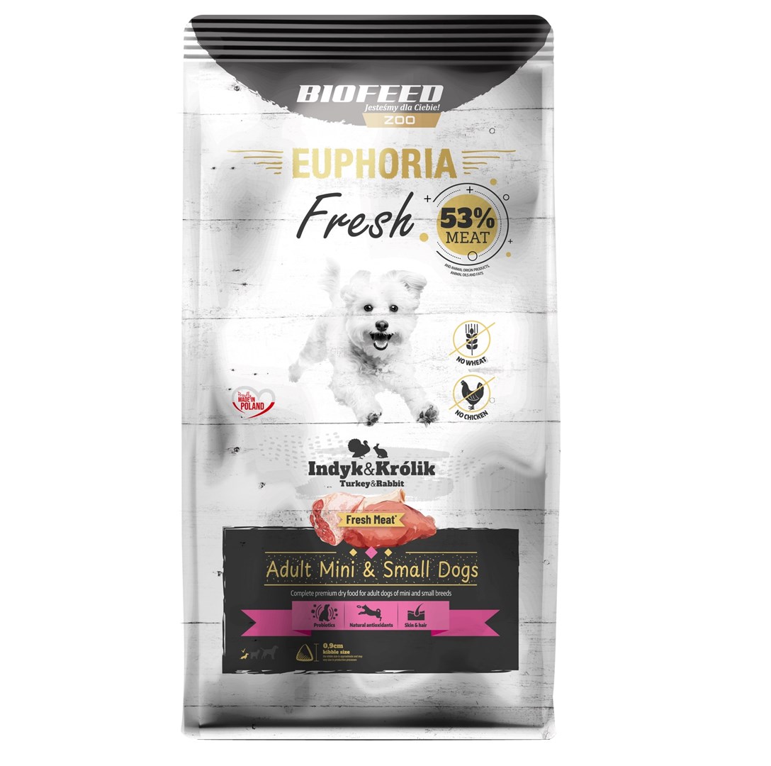 BIOFEED Euphoria Fresh Adult Mini & Small Turkey with rabbit - dry dog food - 8kg BIOFEED Euphoria Fresh Adult Mini & Small Turkey with rabbit - dry dog food - 8kg