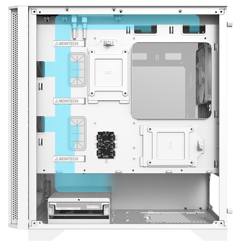 Montech AIR 100 ARGB, Micro-ATX, Tempered Glass - white Montech AIR 100 ARGB, Micro-ATX, Tempered Glass - white